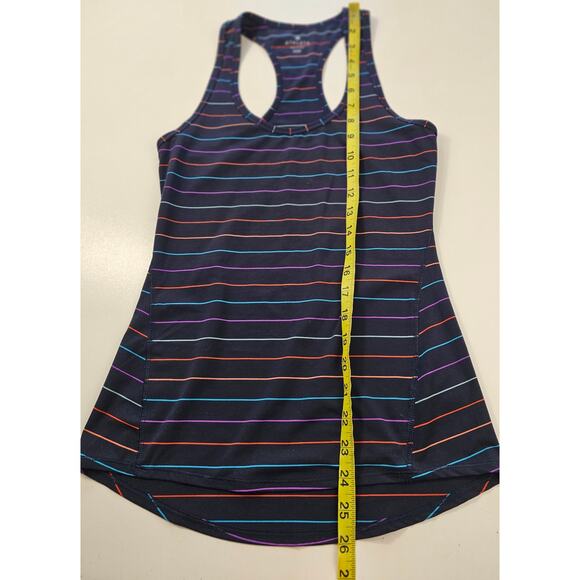 Athleta Multi Stripe Tinker Tank multi color navy stripe EUC active yoga run XXS - Picture 9 of 9